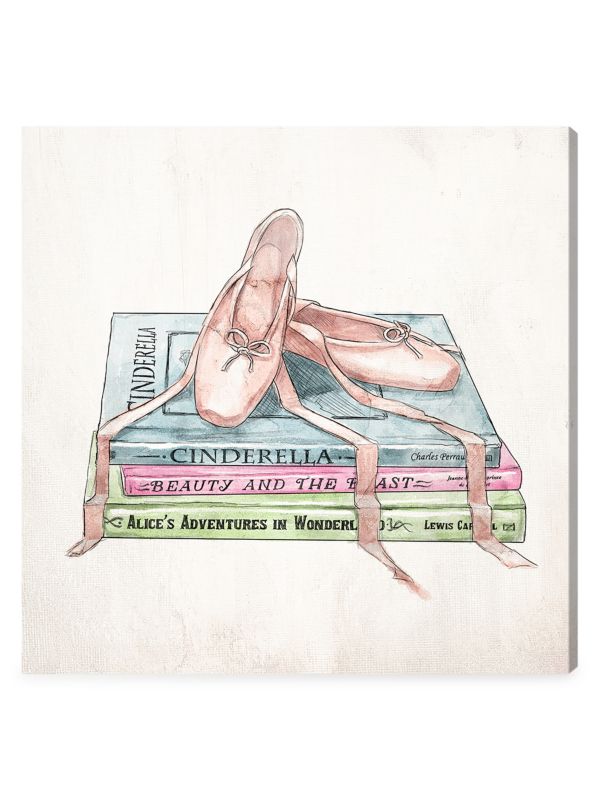 Oliver Gal Ballet Shoes & Books Canvas Wall Art Canvas Print